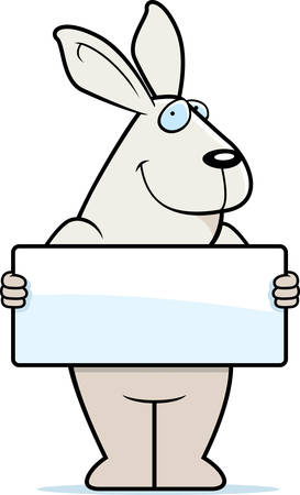 A happy cartoon rabbit with a sign.のイラスト素材
