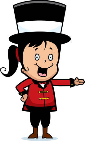 A happy cartoon child ringmaster smiling and presenting.のイラスト素材