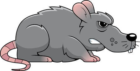 A cartoon gray rat with an angry expression.のイラスト素材