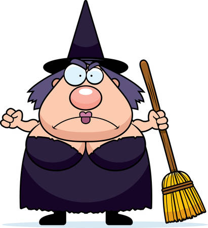 A cartoon witch with an angry expression.のイラスト素材