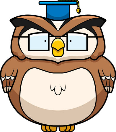 A cartoon owl dressed as a professor.のイラスト素材