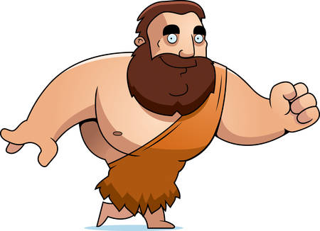 A cartoon barbarian man walking and smiling.のイラスト素材