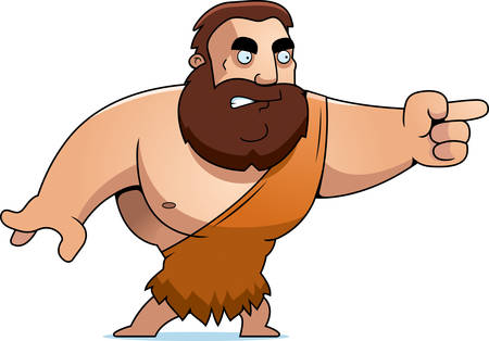 A cartoon barbarian man angry and pointing.のイラスト素材