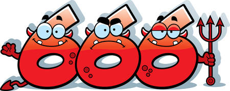 A cartoon illustration of the numbers 666 looking like devils.のイラスト素材