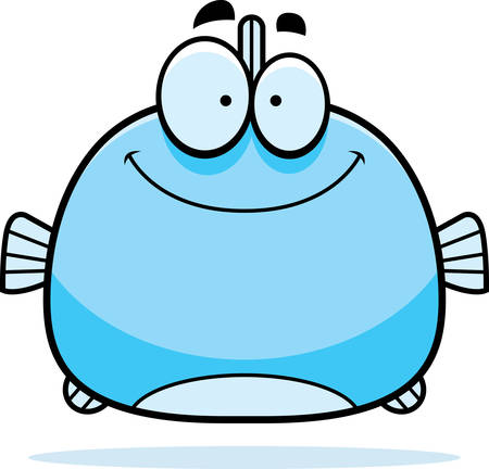 A cartoon illustration of a fish smiling.のイラスト素材