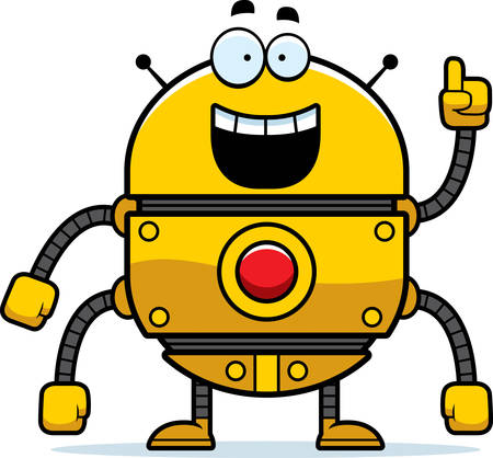 A cartoon illustration of a gold robot with an idea.のイラスト素材