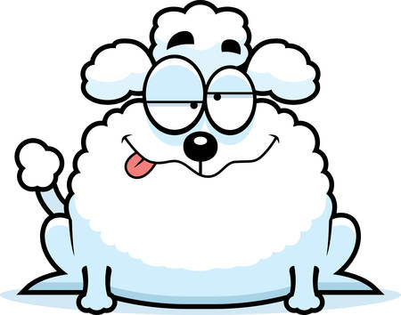 A cartoon illustration of a little poodle looking drunk.のイラスト素材