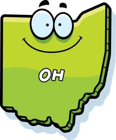 A cartoon illustration of the state of Ohio smiling.のイラスト素材
