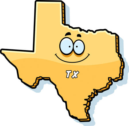 A cartoon illustration of the state of Texas smiling.のイラスト素材
