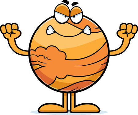 A cartoon illustration of the planet Venus looking angry.のイラスト素材
