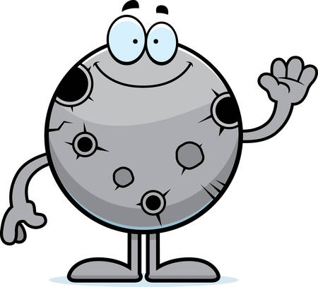 A cartoon illustration of the Moon waving.のイラスト素材