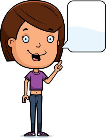 A cartoon illustration of a teenage girl talking.のイラスト素材