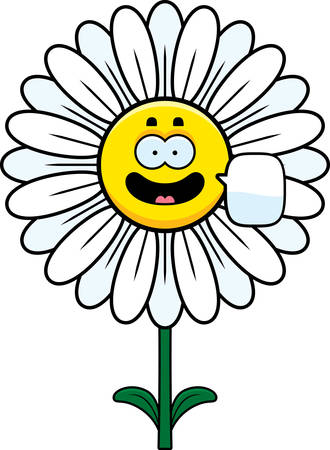 A cartoon illustration of a daisy talking.のイラスト素材