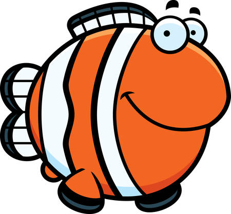 A cartoon illustration of a clownfish happy and smiling.のイラスト素材
