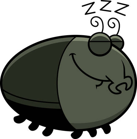 A cartoon illustration of a beetle sleeping.のイラスト素材
