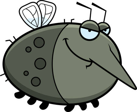 A cartoon illustration of a mosquito with a sly expression.のイラスト素材