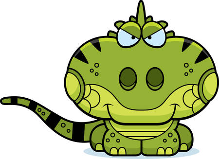 A cartoon illustration of a iguana with a sly expression.のイラスト素材