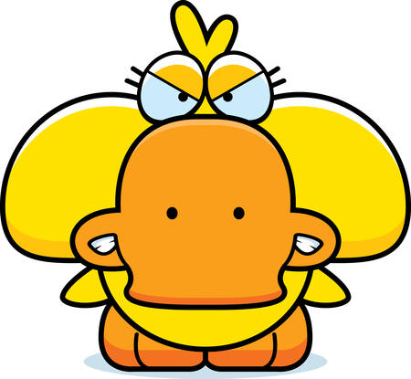 A cartoon illustration of a little duckling with an angry expression.のイラスト素材