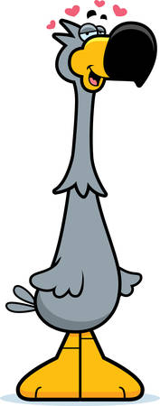 A cartoon illustration of a dodo in love.のイラスト素材