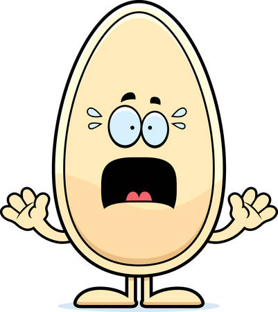 A cartoon illustration of a seed looking scared.のイラスト素材
