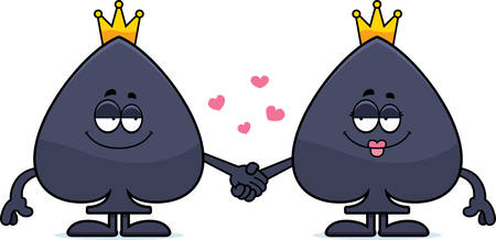 A cartoon illustration of the king and queen of spades holding hands.のイラスト素材