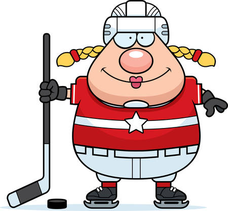 A cartoon illustration of a hockey player smiling.のイラスト素材