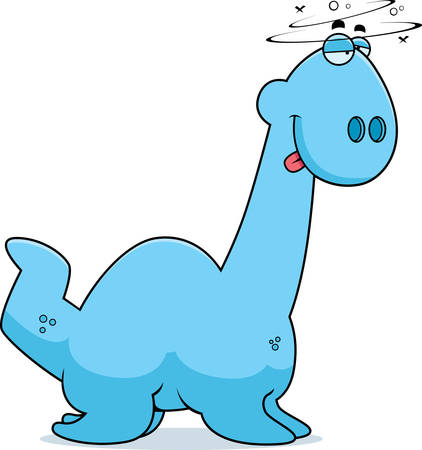 A cartoon illustration of a Plesiosaur dinosaur looking drunk.のイラスト素材