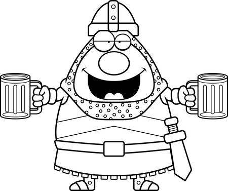 A cartoon illustration of a knight looking drunk.のイラスト素材