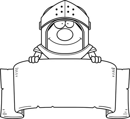 A cartoon illustration of a knight with a banner.のイラスト素材