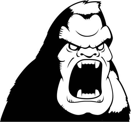 A cartoon ape with an angry expression.のイラスト素材
