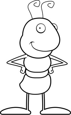 A happy cartoon red ant standing and smiling.のイラスト素材