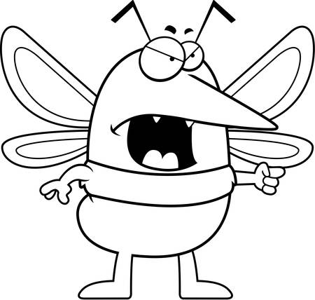 A cartoon mosquito with an angry expression.のイラスト素材
