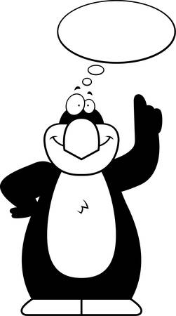 A cartoon illustration of a penguin thinking.のイラスト素材