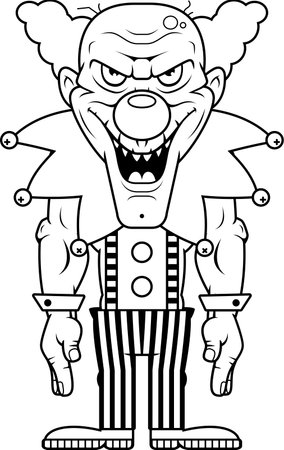 A cartoon illustration of an evil looking clown.のイラスト素材