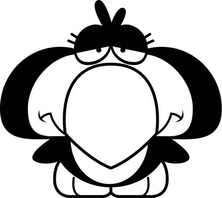 A cartoon illustration of a little penguin with a sad expression.のイラスト素材