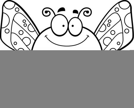 A cartoon illustration of a butterfly smiling.のイラスト素材