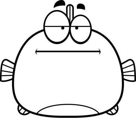 A cartoon illustration of a fish looking bored.のイラスト素材