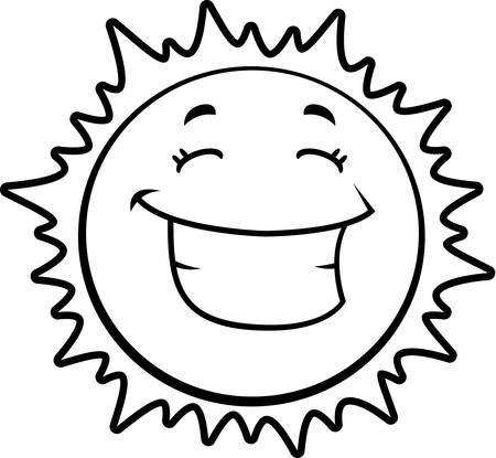 A cartoon yellow sun happy and smiling.のイラスト素材