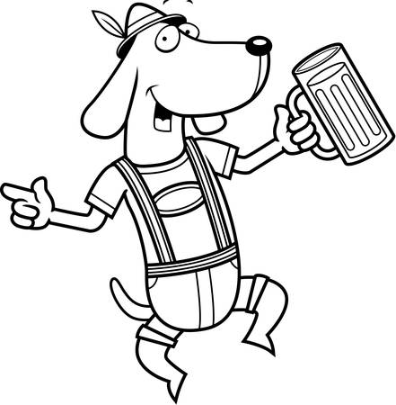 A happy cartoon German dog dancing and smiling.のイラスト素材