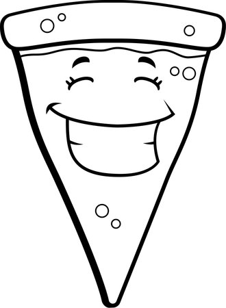 A cartoon pizza slice happy and smiling.のイラスト素材