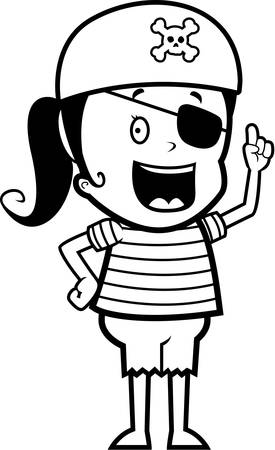 A happy cartoon pirate child with an idea.のイラスト素材
