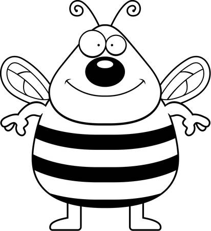 A happy cartoon bee standing and smiling.のイラスト素材