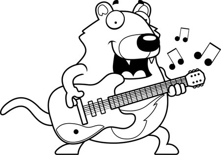 A cartoon illustration of a Tasmanian devil playing an electric guitar.のイラスト素材