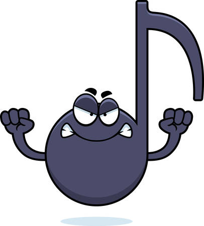 A cartoon illustration of a musical note looking angry.のイラスト素材