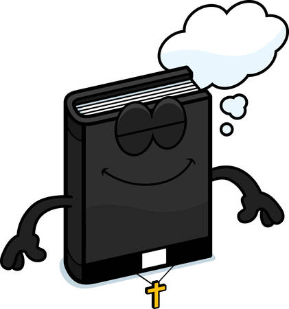 A cartoon illustration of a bible dreaming.のイラスト素材