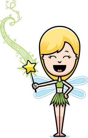 A cartoon illustration of a teen fairy girl with a magic wand.のイラスト素材