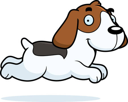 A cartoon illustration of a Beagle running.のイラスト素材