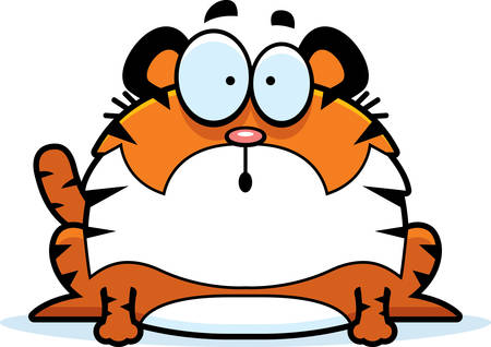 A cartoon illustration of a tiger looking surprised.のイラスト素材