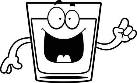 A cartoon illustration of a shot of whiskey with an idea.のイラスト素材