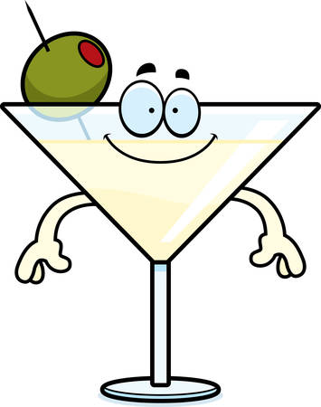 A cartoon illustration of a martini looking happy.のイラスト素材